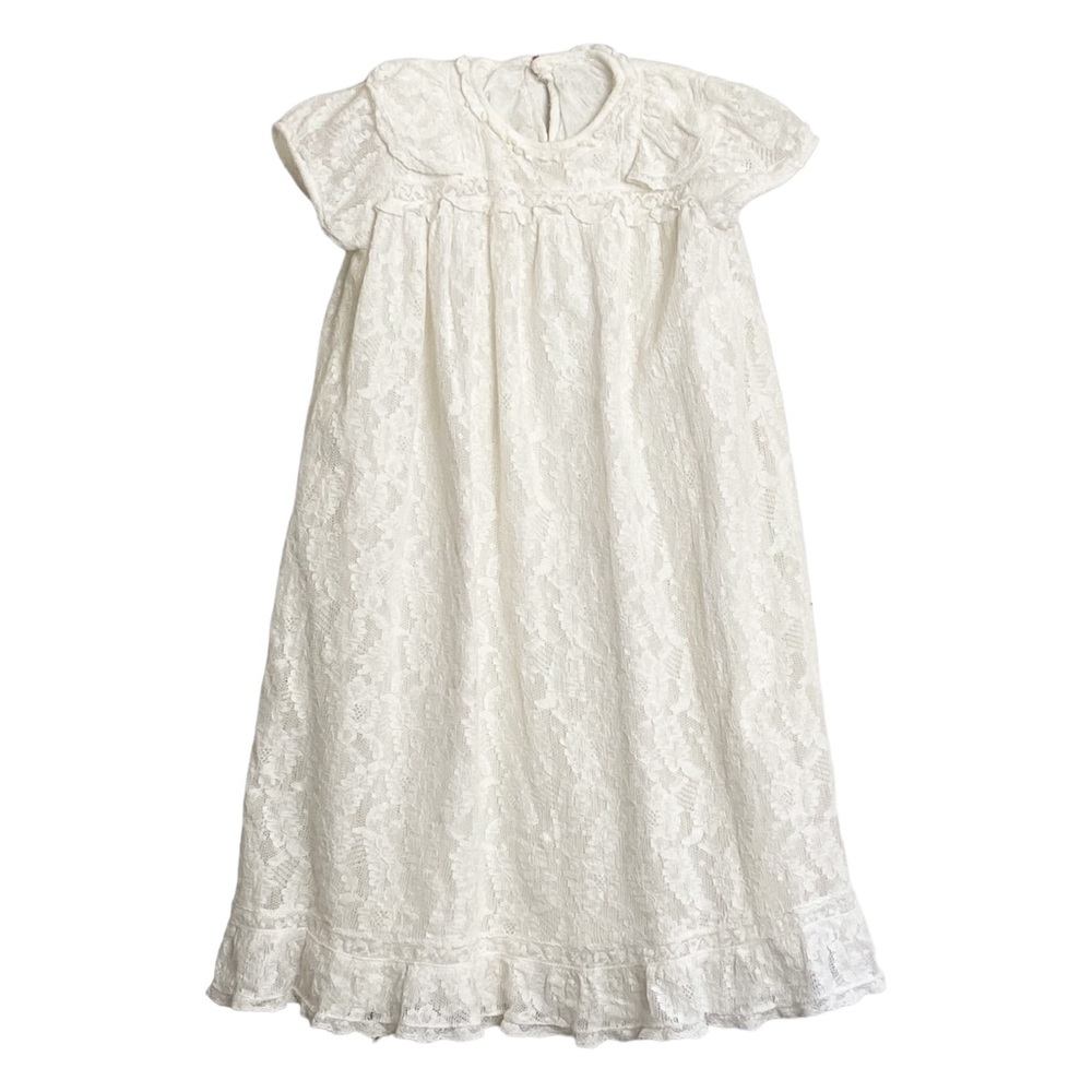 Vintage 1940s Baptism Dress allover lace ivory size 12 months baby church gown
